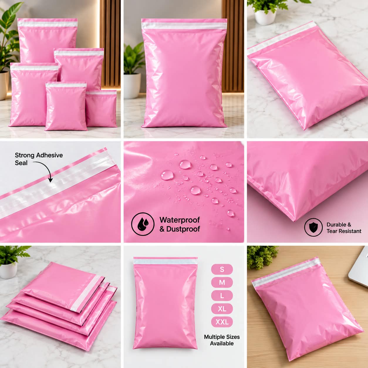 Pink Colour Courier Poly